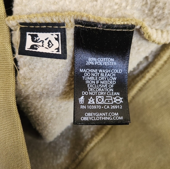 Obey Propaganda Safety Pin Green Hoodie Sweatshirt Streetwear Loungewear Casual - Picture 5 of 5